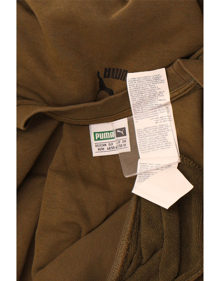 PUMA Mens Graphic Moletom Jumper Médio Algodão Cáqui