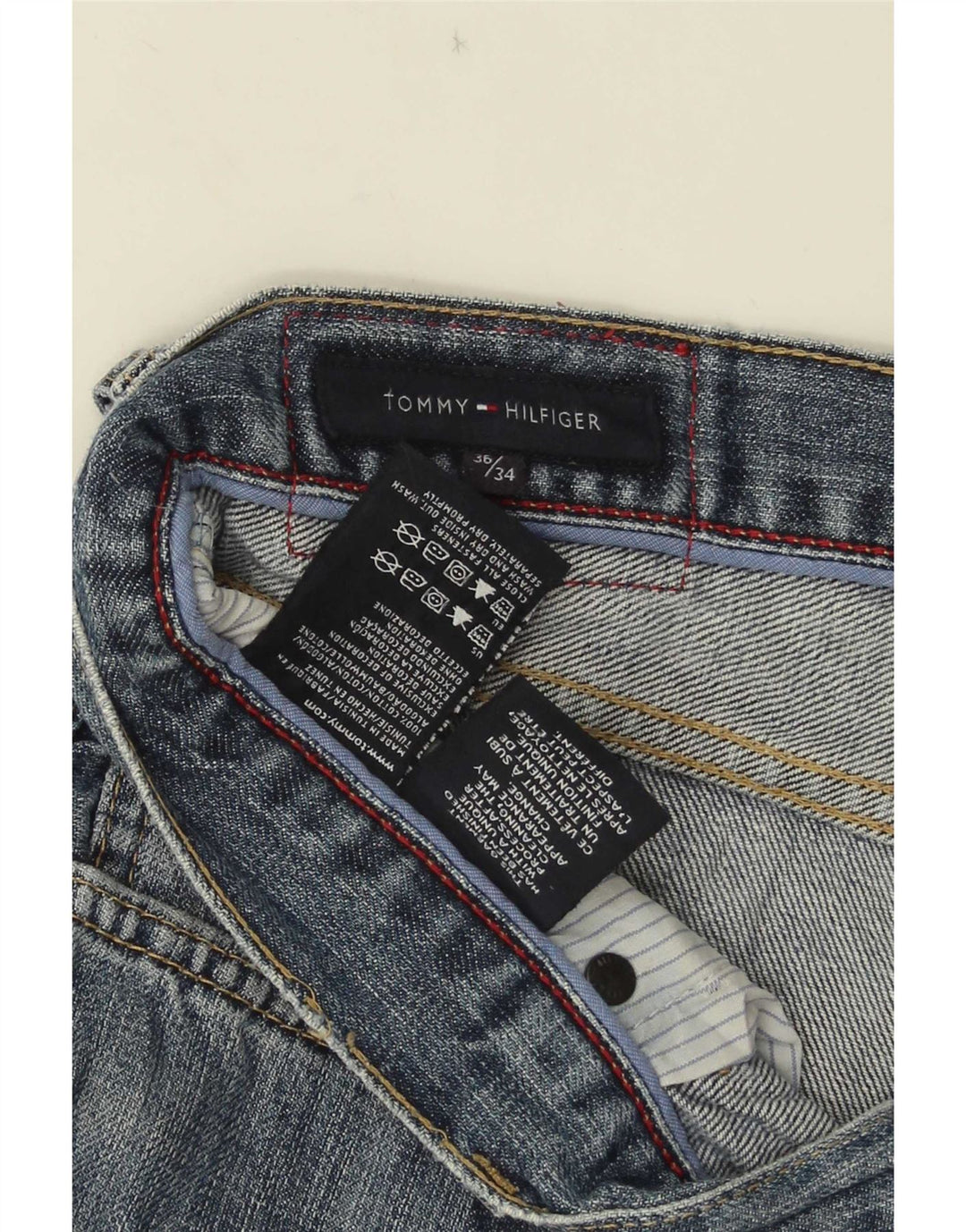 Jeans retos masculinos Tommy Hilfiger W36 L27 algodão azul