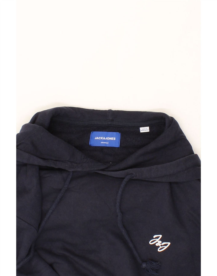 JACK & JONES Mens Hoodie Jumper Large Navy Blue Cotton Vintage Jack & Jones and Second-Hand Jack & Jones from Messina Hembry 