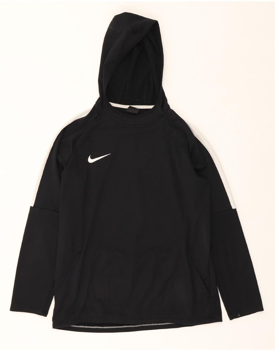 NIKE Masculino Dri Fit Hoodie Jumper Grande Preto Colourblock Poliéster