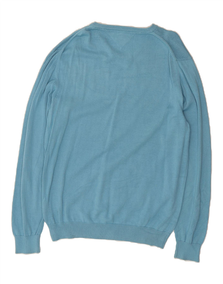 TOMMY HILFIGER Mens V-Neck Jumper Sweater 2XL Blue Cotton Vintage Tommy Hilfiger and Second-Hand Tommy Hilfiger from Messina Hembry 