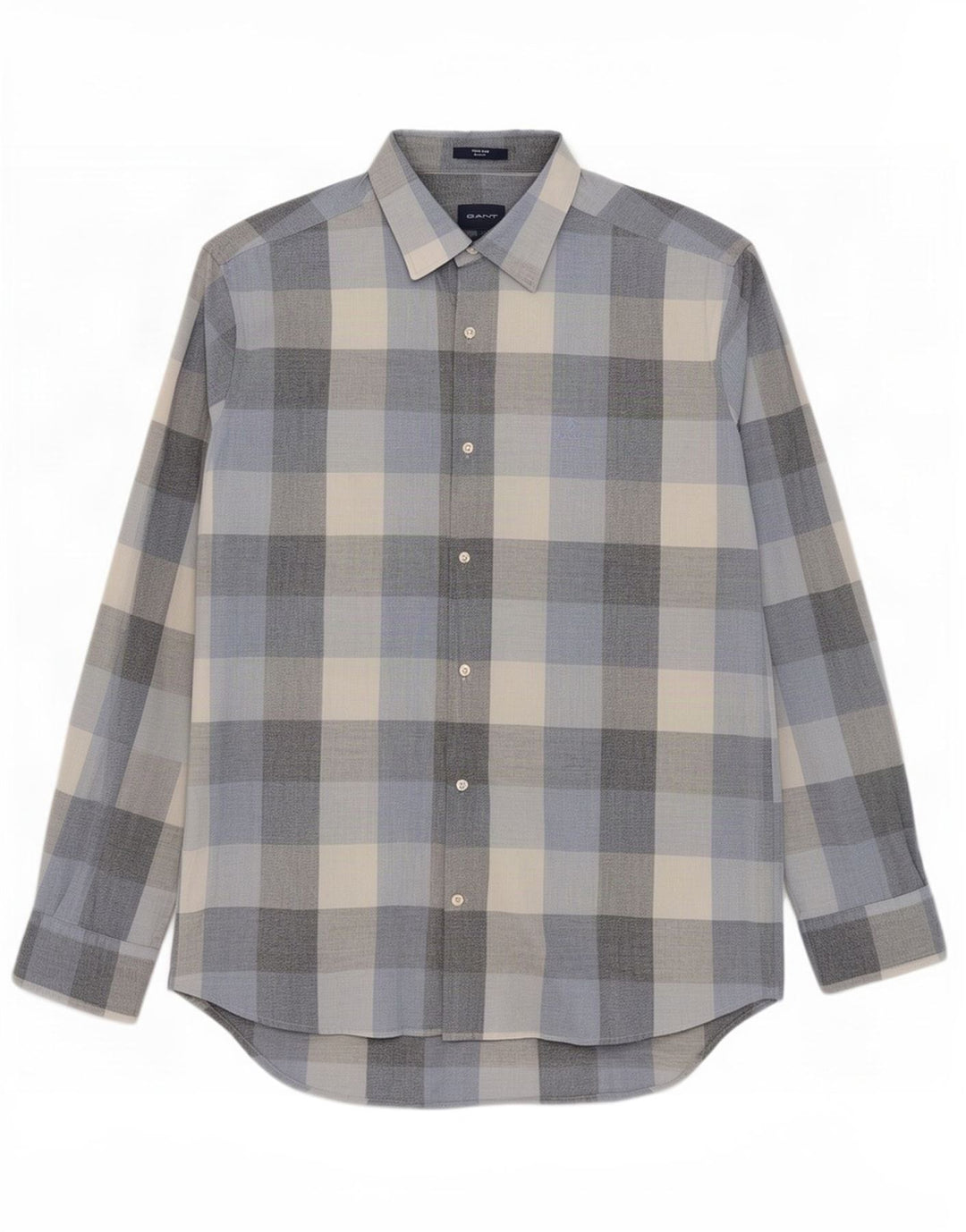 Camisa masculina Gant Regular Fit tamanho 41/42 16 1/2 grande algodão guingão azul