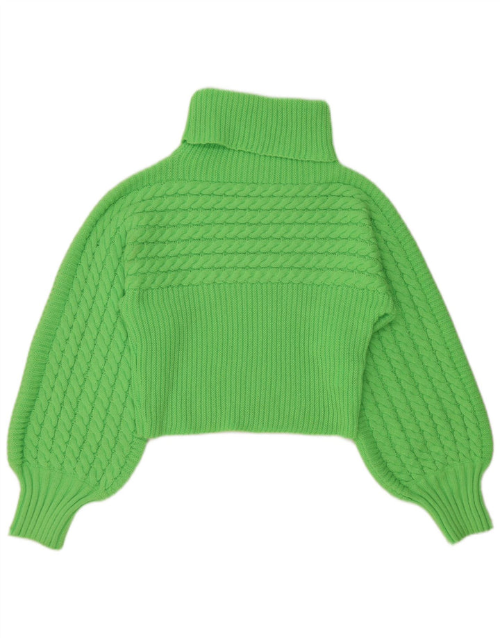 SHEIN Suéter feminino cropped com gola redonda Reino Unido 12 poliéster verde médio
