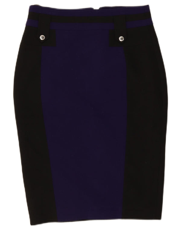 Saia lápis feminina Karen Millen Reino Unido 12 médio W28 preto colorblock