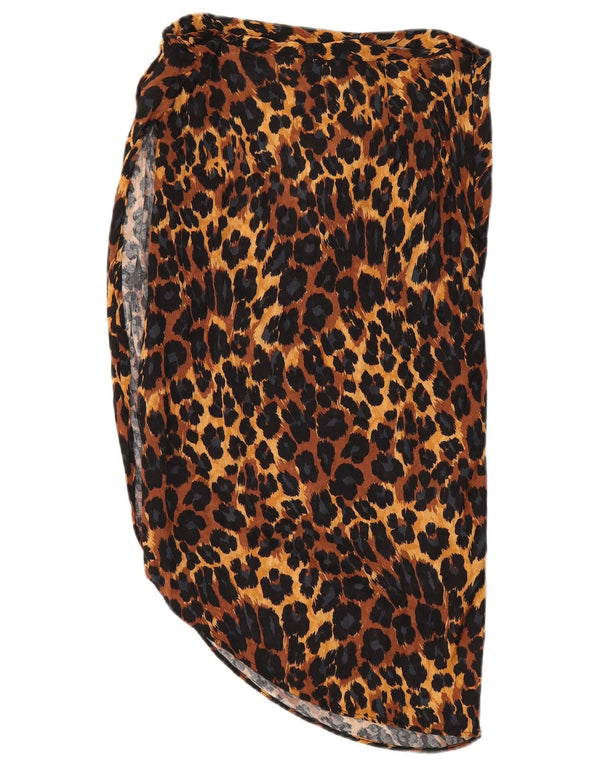 Zara Saia assimétrica feminina média W28 marrom animal print viscose
