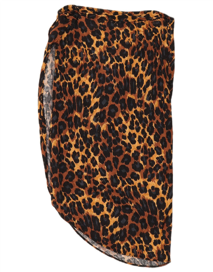 Zara Saia assimétrica feminina média W28 marrom animal print viscose