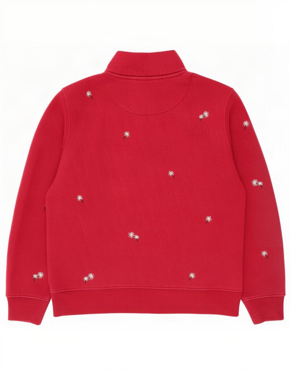 Suéter feminino Crew Clothing com gola e zíper Reino Unido 12 médio rosa floral