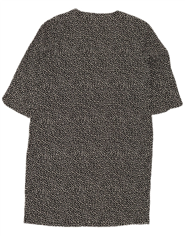 Vestido feminino MARKS & SPENCER UK 14 grande poliéster geométrico preto