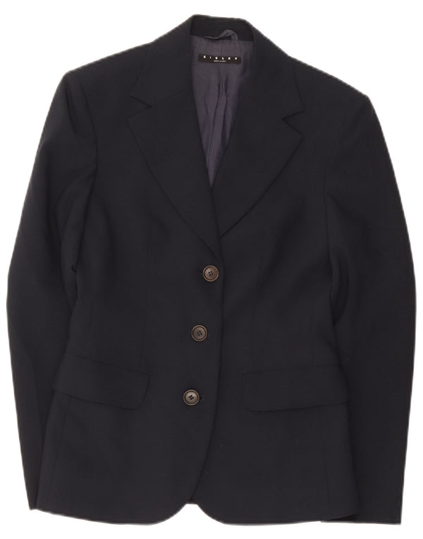 Sisley Jaqueta Blazer Feminina com 3 Botões IT 40 Pequeno Azul Marinho Poliéster