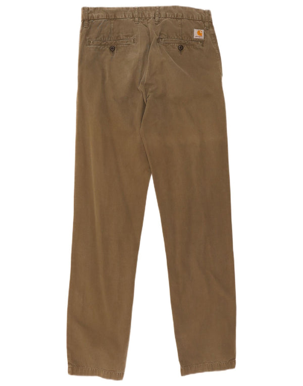 Carhartt Mens Slim Chino Calças W28 L32 Algodão Cáqui