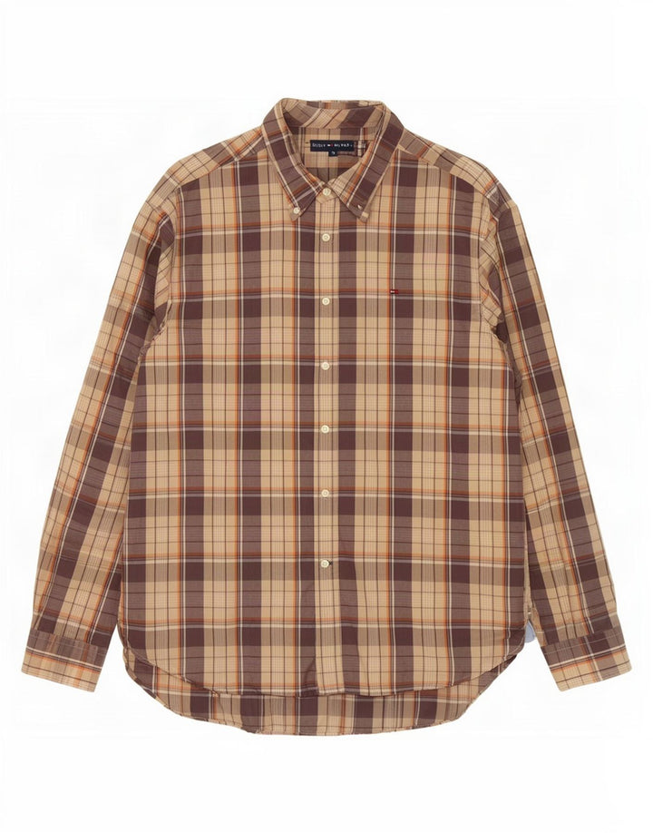 Camisa masculina Tommy Hilfiger XL algodão xadrez bege