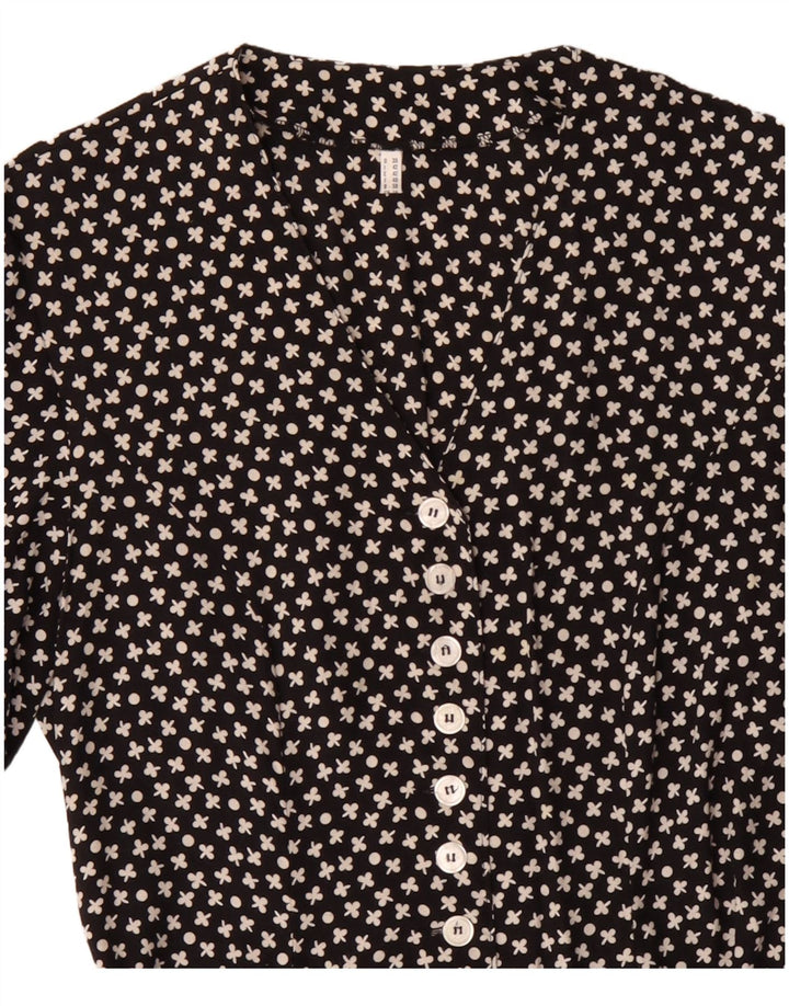 Vestido feminino VINTAGE evasê IT 42 médio preto floral