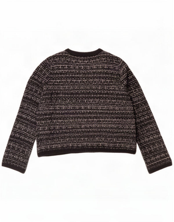 Marks & Spencer Womens Cardigan Sweater UK 16 Large Black Flecked Cotton