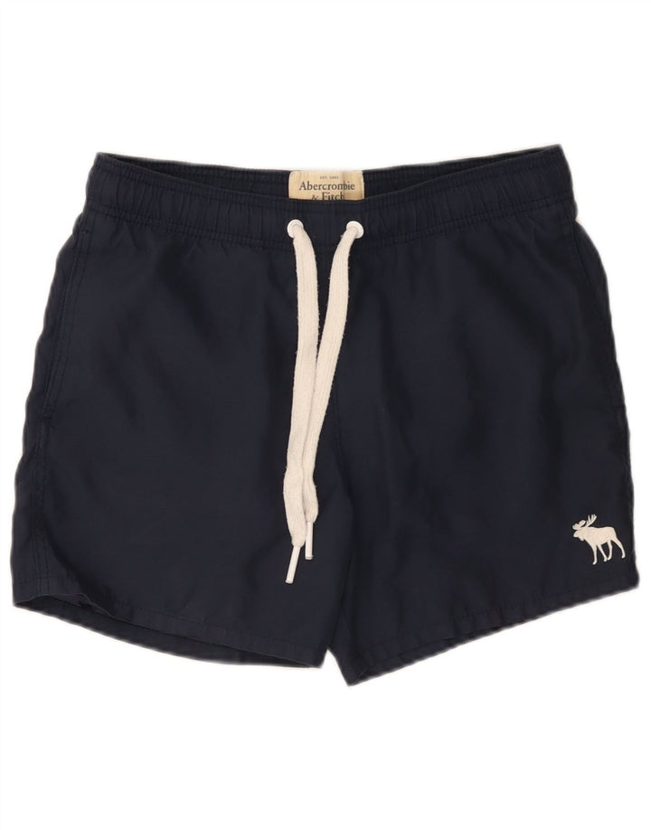Shorts de banho masculino Abercrombie & Fitch pequeno poliéster azul marinho