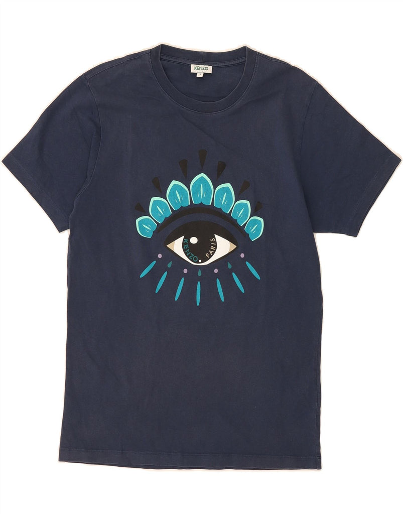 KENZO Mens Graphic T-Shirt Top Small Navy Blue Cotton Vintage Kenzo and Second-Hand Kenzo from Messina Hembry 
