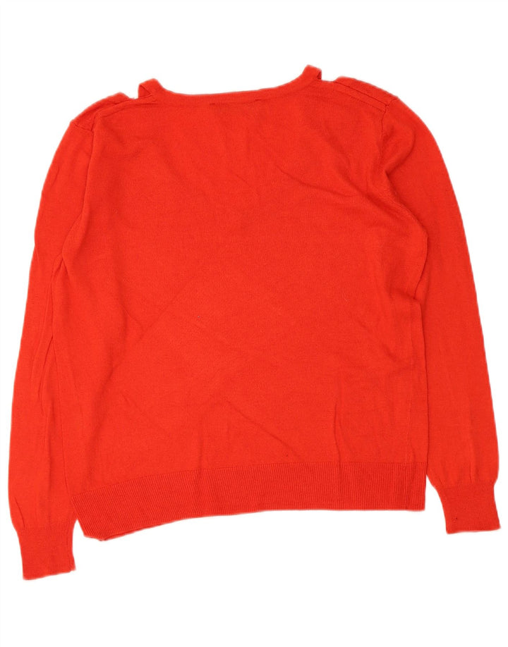 Suéter feminino Zara com decote em V e decote em V Reino Unido 14 médio vermelho