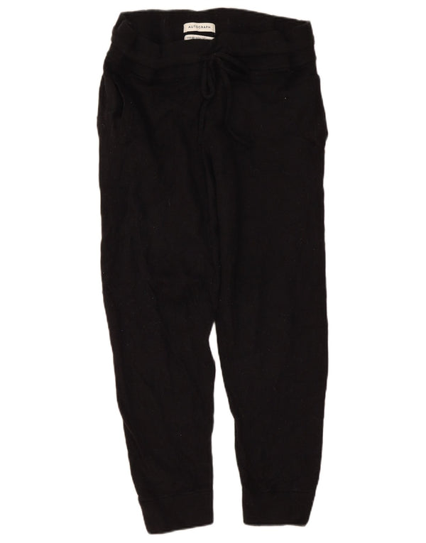 Marks & Spencer Calça jogger feminina de malha casual grande W32 L26 preta