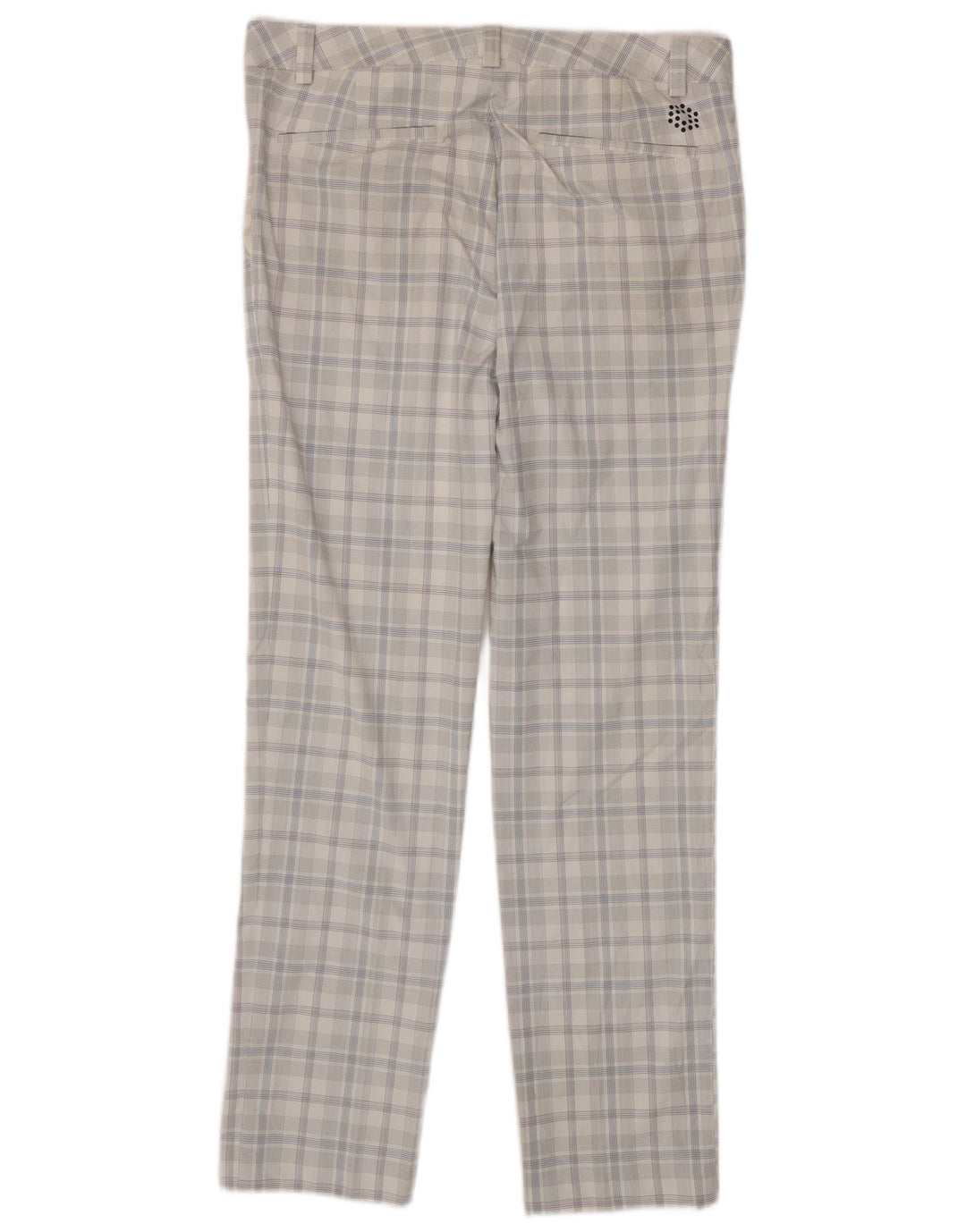 PUMA Mens Slim Chino Calças W34 L34 Poliéster Xadrez Branco