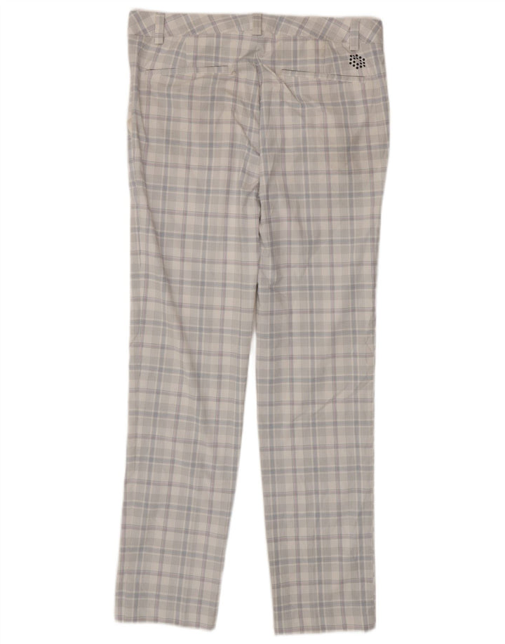 PUMA Mens Slim Chino Calças W34 L34 Poliéster Xadrez Branco