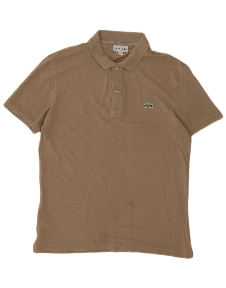 Camisa polo masculina Lacoste Slim Fit tamanho 4 médio algodão marrom