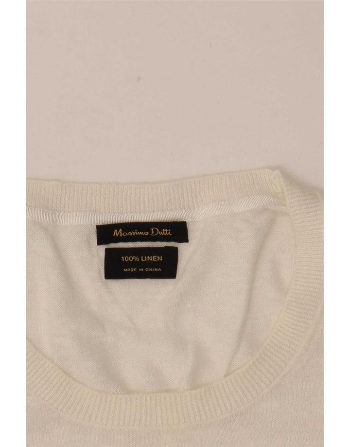 Suéter feminino Massimo Dutti com gola redonda Reino Unido 16 listrado branco grande