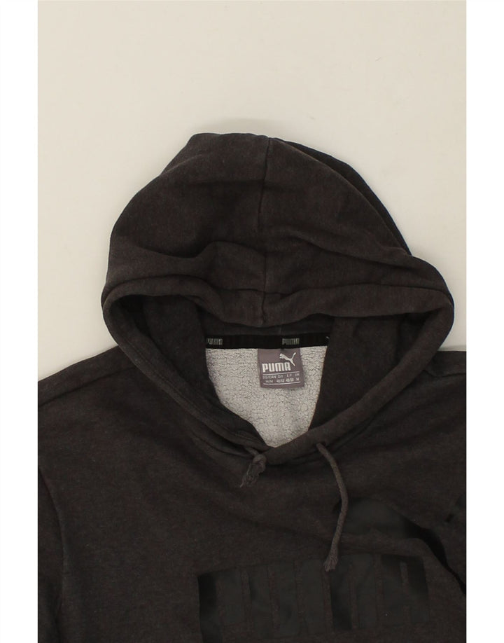 PUMA Mens Graphic Hoodie Jumper Medium Grey Cotton Vintage Puma and Second-Hand Puma from Messina Hembry 