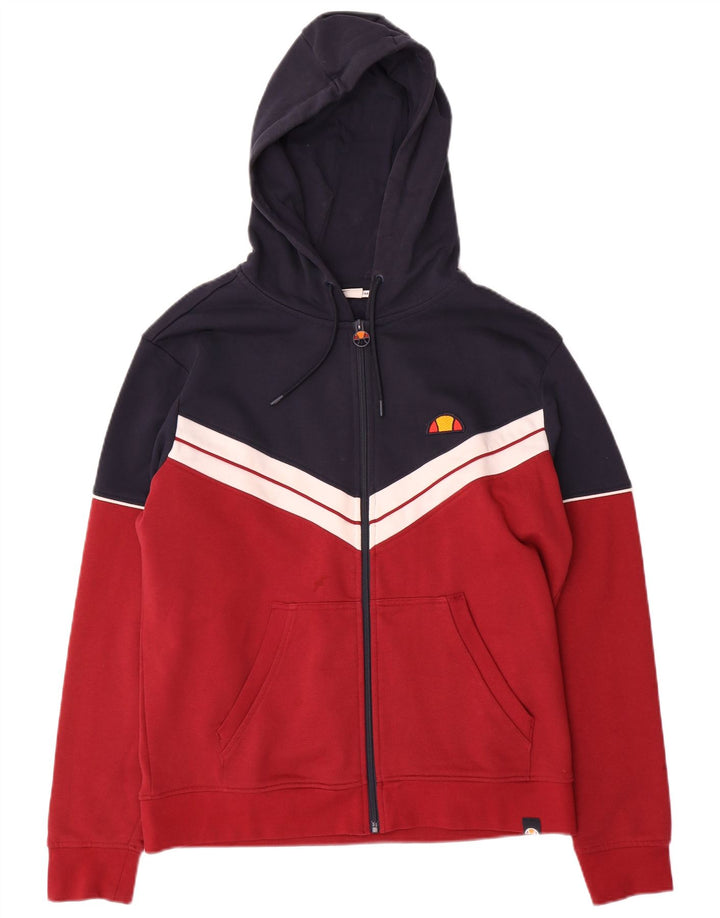 Suéter masculino ELLESSE com capuz e zíper, algodão colorblock vermelho médio