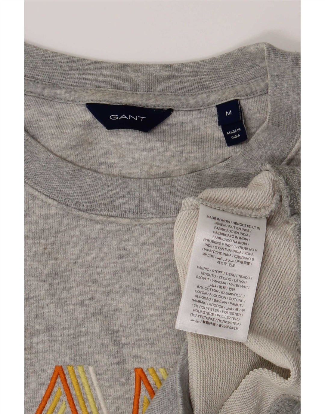 Suéter gráfico feminino Gant UK 14 algodão cinza médio