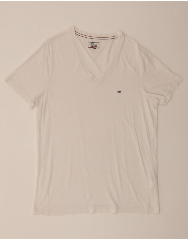 TOMMY HILFIGER Mens T-Shirt Top Large White Cotton Vintage Tommy Hilfiger and Second-Hand Tommy Hilfiger from Messina Hembry 
