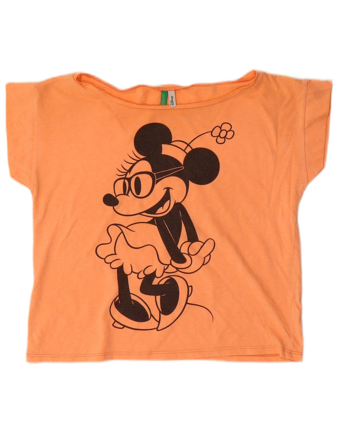 Camiseta feminina BENETTON com estampa Mickey Mouse Crop UK 14 médio laranja