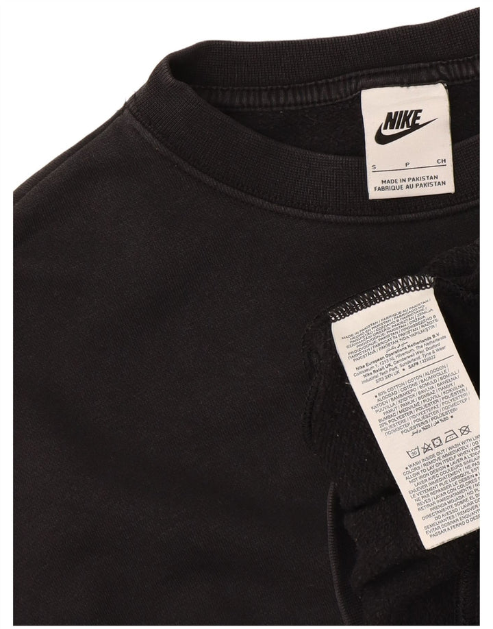 Nike Womens Crop Oversized Moletom Jumper UK 10 Pequeno Algodão Preto