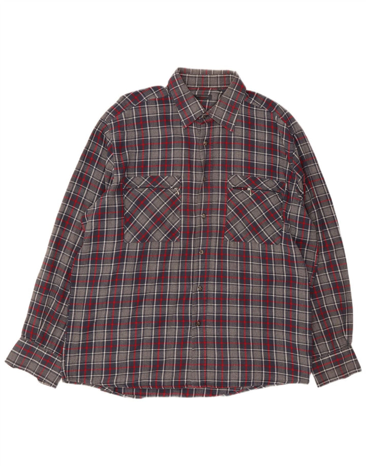 Camisa masculina de flanela SEA BARRIER XL cinza xadrez algodão