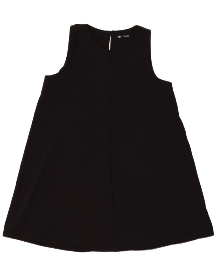 Zara Vestido feminino sem mangas para barraca Reino Unido 16 grande poliéster preto