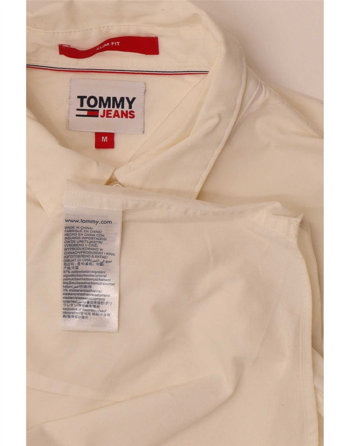 Tommy Hilfiger Mens Slim Fit Camisa Média Off White Algodão