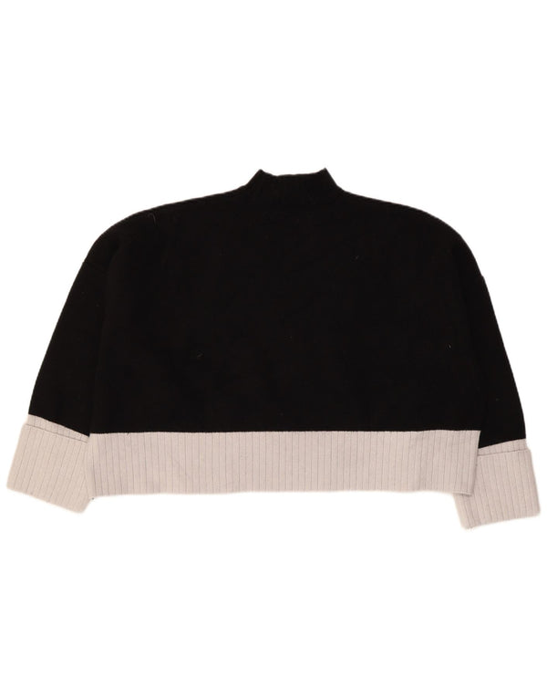 Suéter feminino Zara com gola tartaruga e gola redonda UK 20 2XL preto colorblock