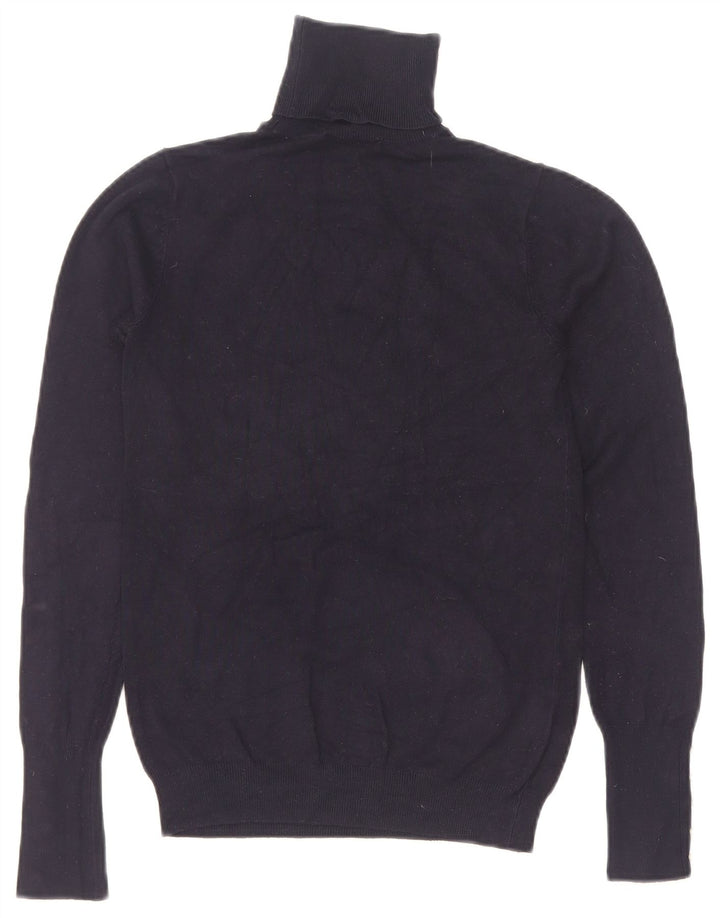 Zara Suéter feminino com gola redonda e gola redonda, 8 pequeno, azul marinho
