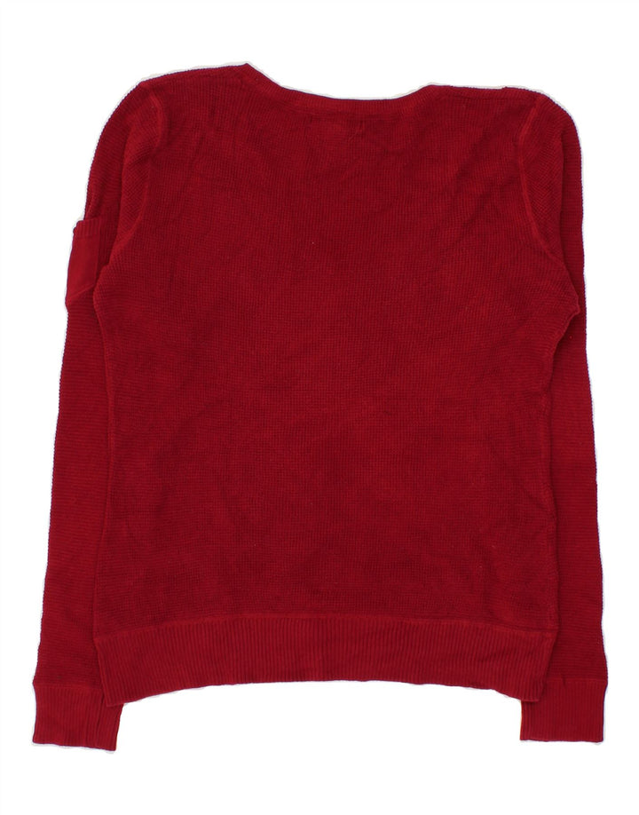 EDDIE BAUER Womens V-Neck Jumper Sweater UK 16 Large Burgundy Cotton Vintage Eddie Bauer and Second-Hand Eddie Bauer from Messina Hembry 