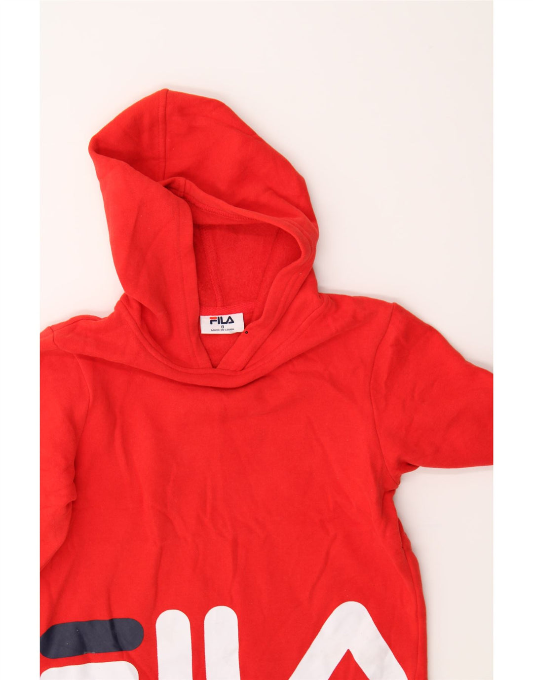 FILA Girls Graphic Hoodie Jumper 7-8 Years Red Cotton Vintage Fila and Second-Hand Fila from Messina Hembry 