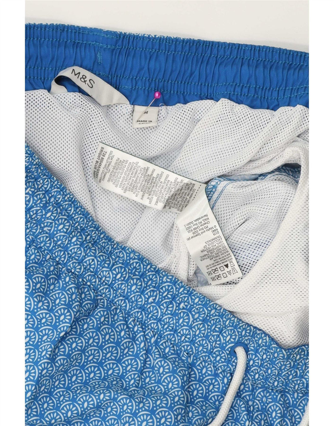 Shorts de natação masculino Marks & Spencer médio azul floral poliéster