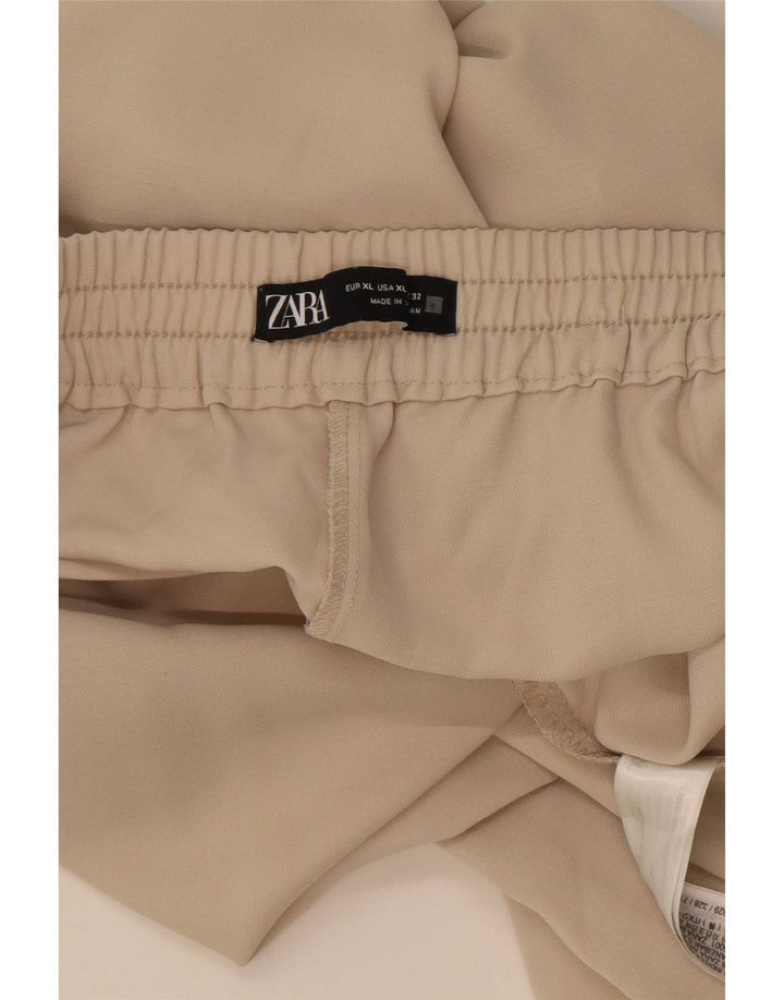 Calça cortada feminina Zara XL W34 L26 poliéster bege