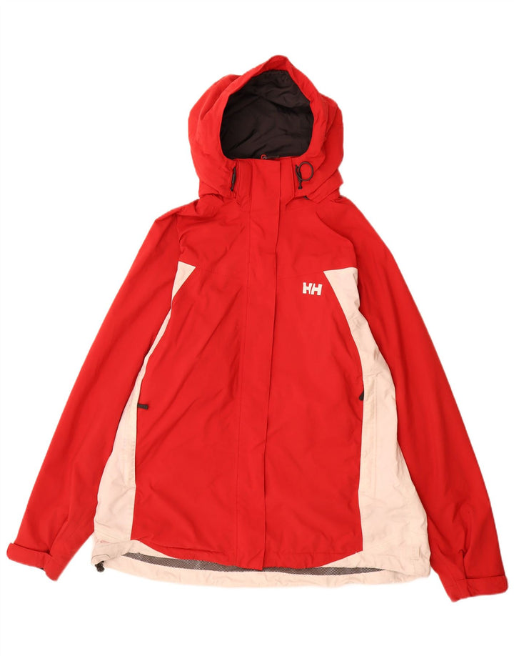 Jaqueta de chuva feminina HELLY HANSEN com capuz Reino Unido 18 XL vermelho colorblock poliéster