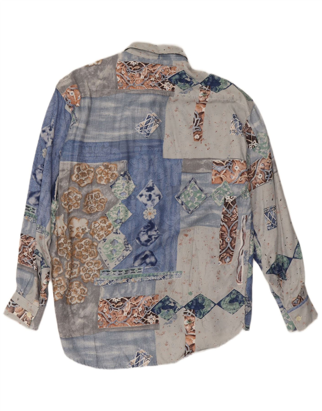 Camisa masculina Kantaros pequena azul patchwork viscose