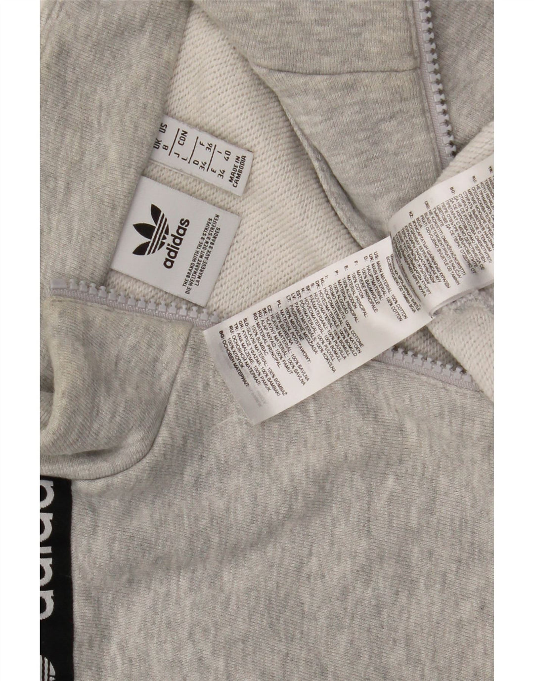 Adidas feminino oversized gráfico zip pescoço moletom jumper reino unido 8 pequeno cinza