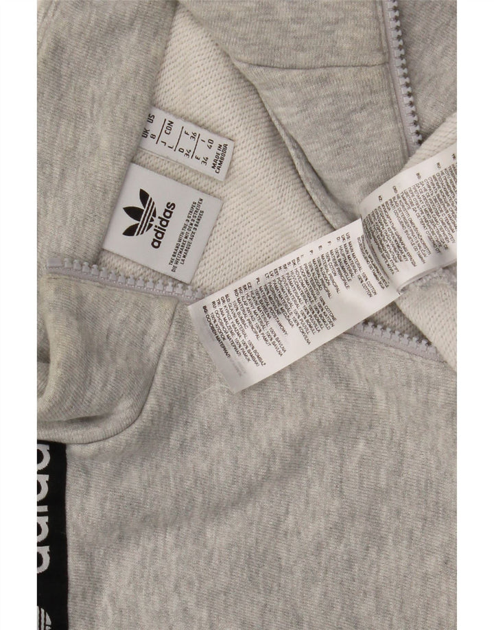 Adidas feminino oversized gráfico zip pescoço moletom jumper reino unido 8 pequeno cinza