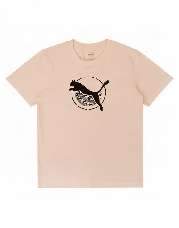Puma Mens Graphic T-Shirt Top Médio Algodão Branco