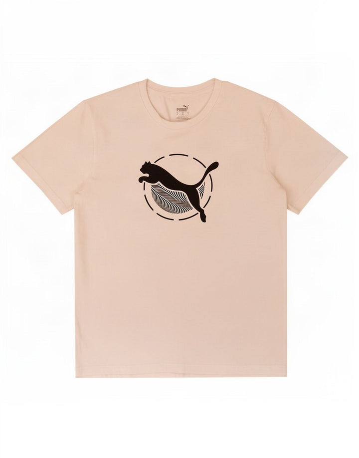 Puma Mens Graphic T-Shirt Top Médio Algodão Branco