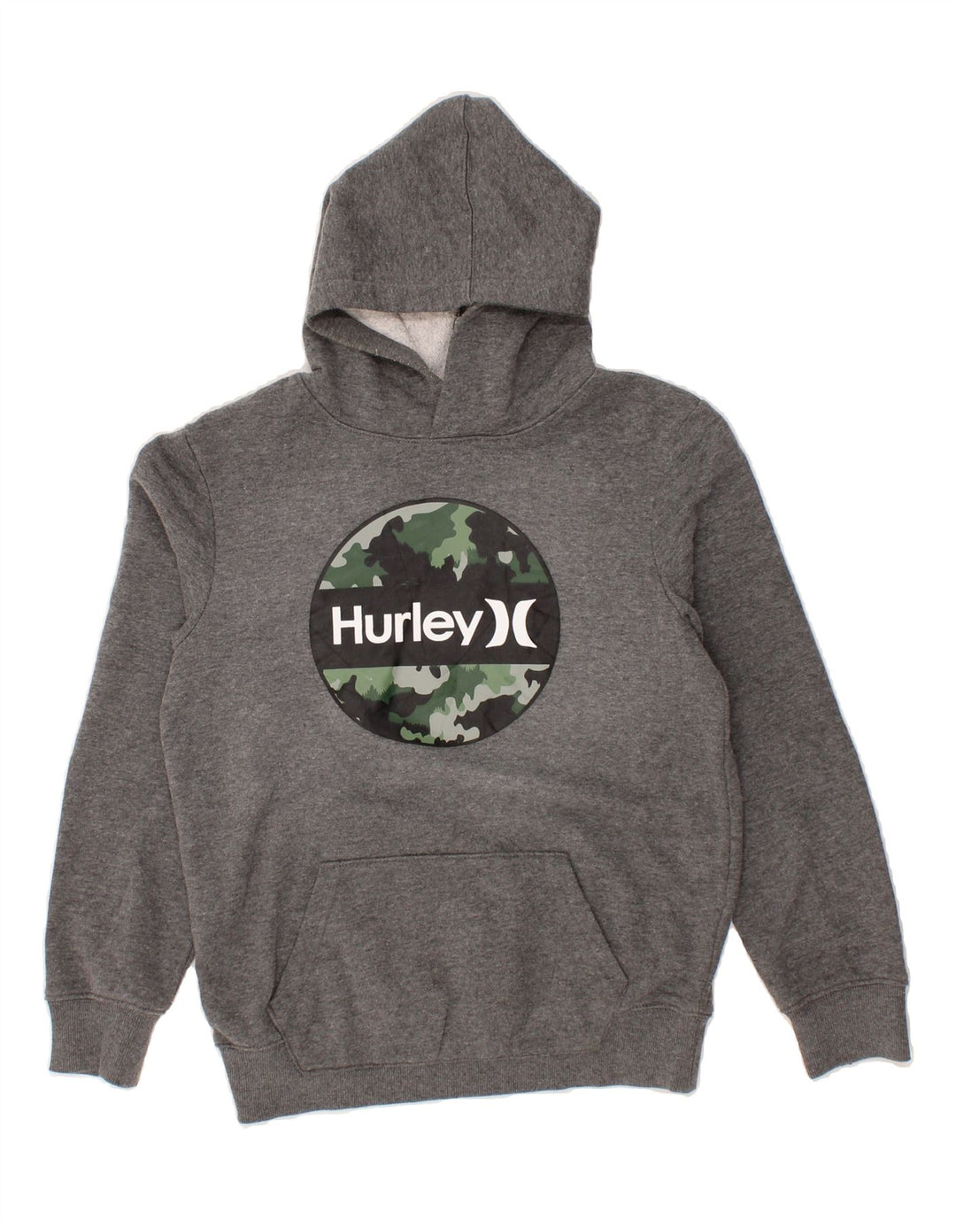 HURLEY Boys Graphic Hoodie Jumper 14-15 Years Grey Cotton Vintage Hurley and Second-Hand Hurley from Messina Hembry 