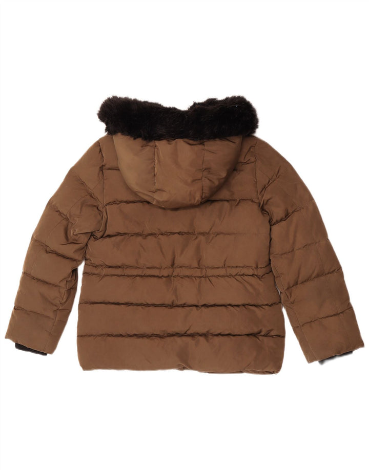 Jaqueta acolchoada com capuz para meninas Zara 11-12 anos bege