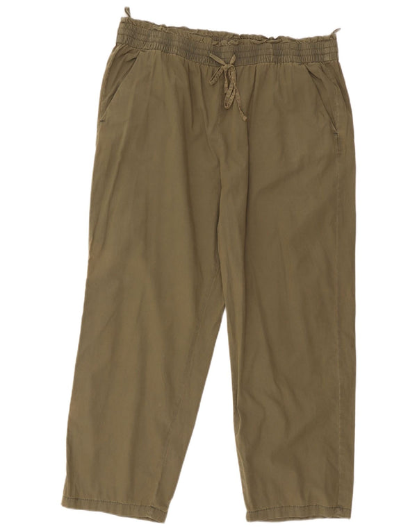 Calça chino reta feminina Marks & Spencer UK 18 XL W36 L26 cáqui