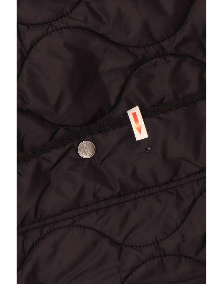 Sobretudo feminino acolchoado com capuz grande Dkny Reino Unido 10 pequeno nylon preto
